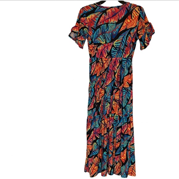 Brand New! Tiffany & Grey Multi-Colored Leaves Short Sleeve Dress size XL - Picture 6 of 9